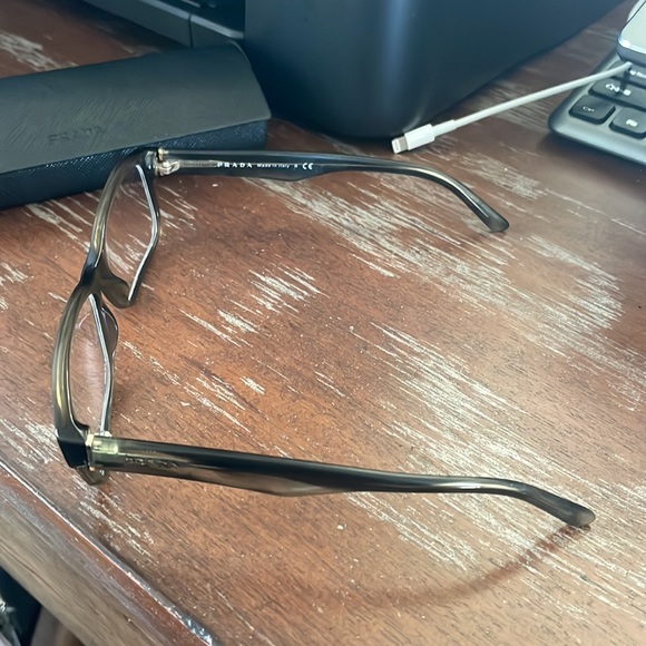 Prada VPR 16M OAQ-101 Wood eyeglasses with black logo case. - Picture 8 of 16